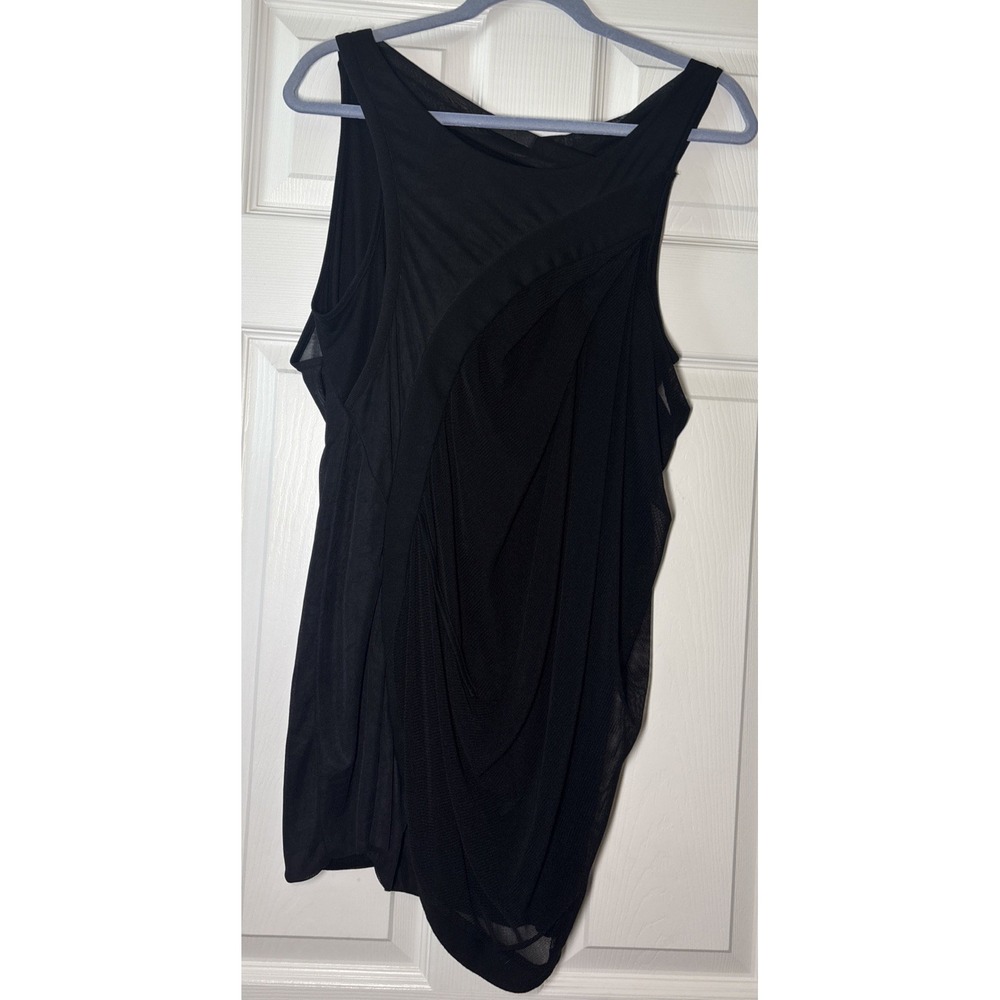 Kaylee Tankus Women's Black Draped Mesh Detail Dress Size Medium